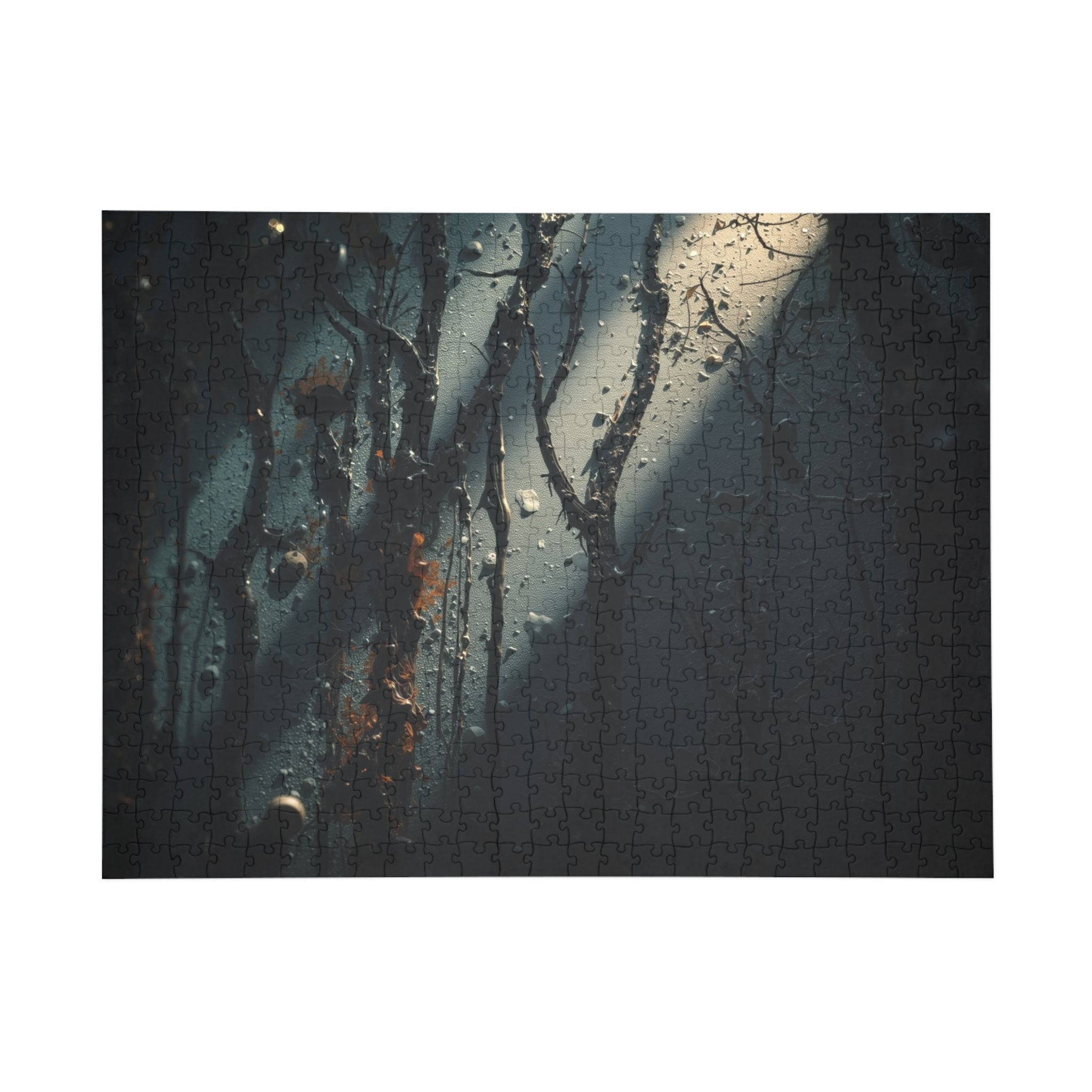 MOONVEIL 500-piece moonlit forest art puzzle by Scattercrate — moonlit blue moody forest jigsaw gift