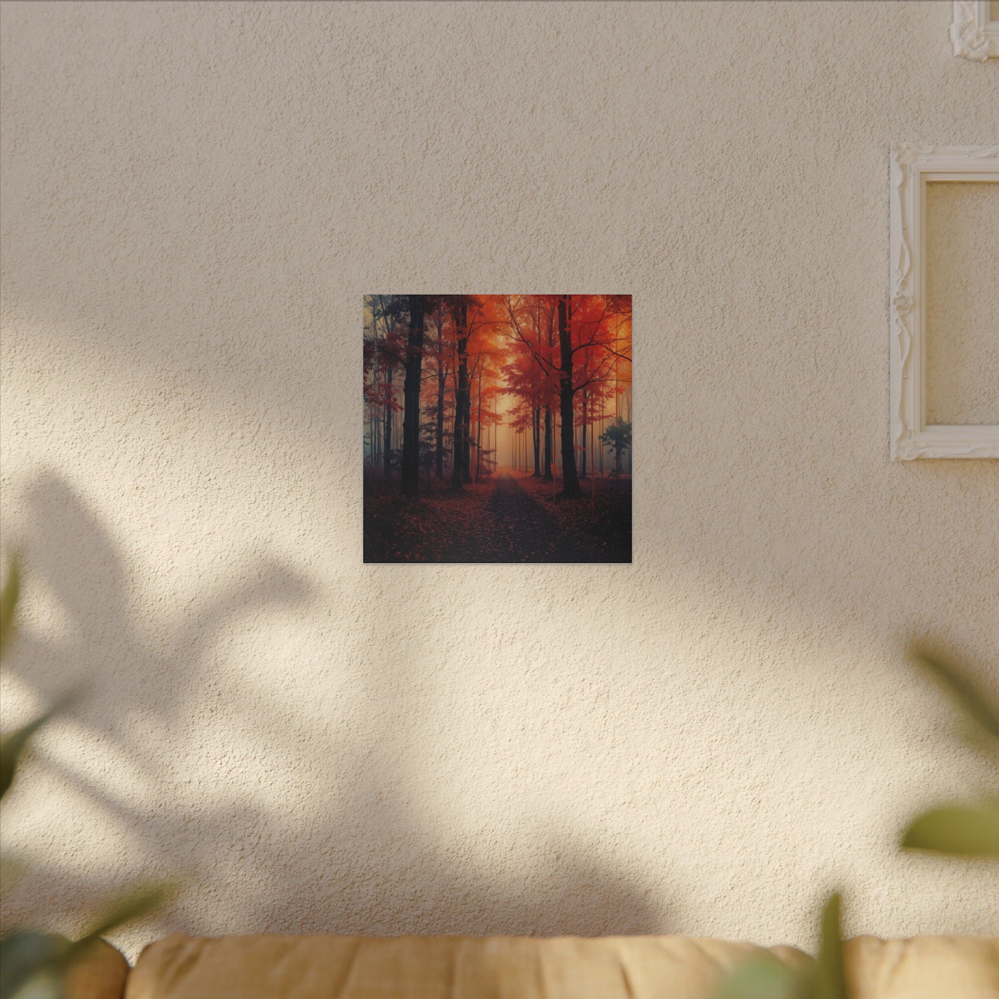 AMBER FOREST — Warm Golden Forest Framed Canvas Wall Art