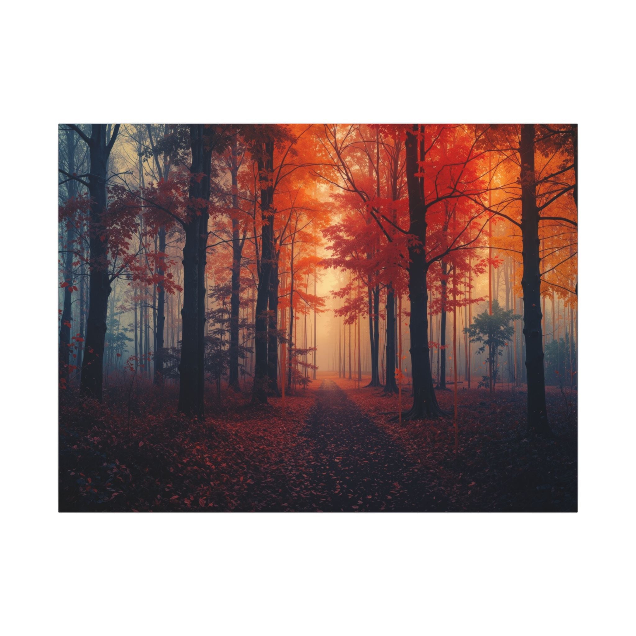 AMBER FOREST — Abstract Autumn Forest Framed Canvas Wall Art