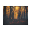 GOLDFALL 500-piece golden dusk forest art puzzle by Scattercrate — golden moody forest jigsaw gift