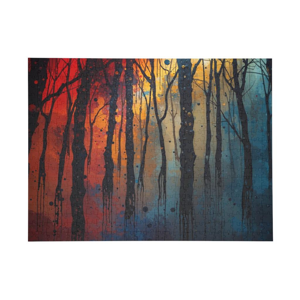 INKWASH 500-piece abstract forest art puzzle by Scattercrate — inky moody forest jigsaw gift