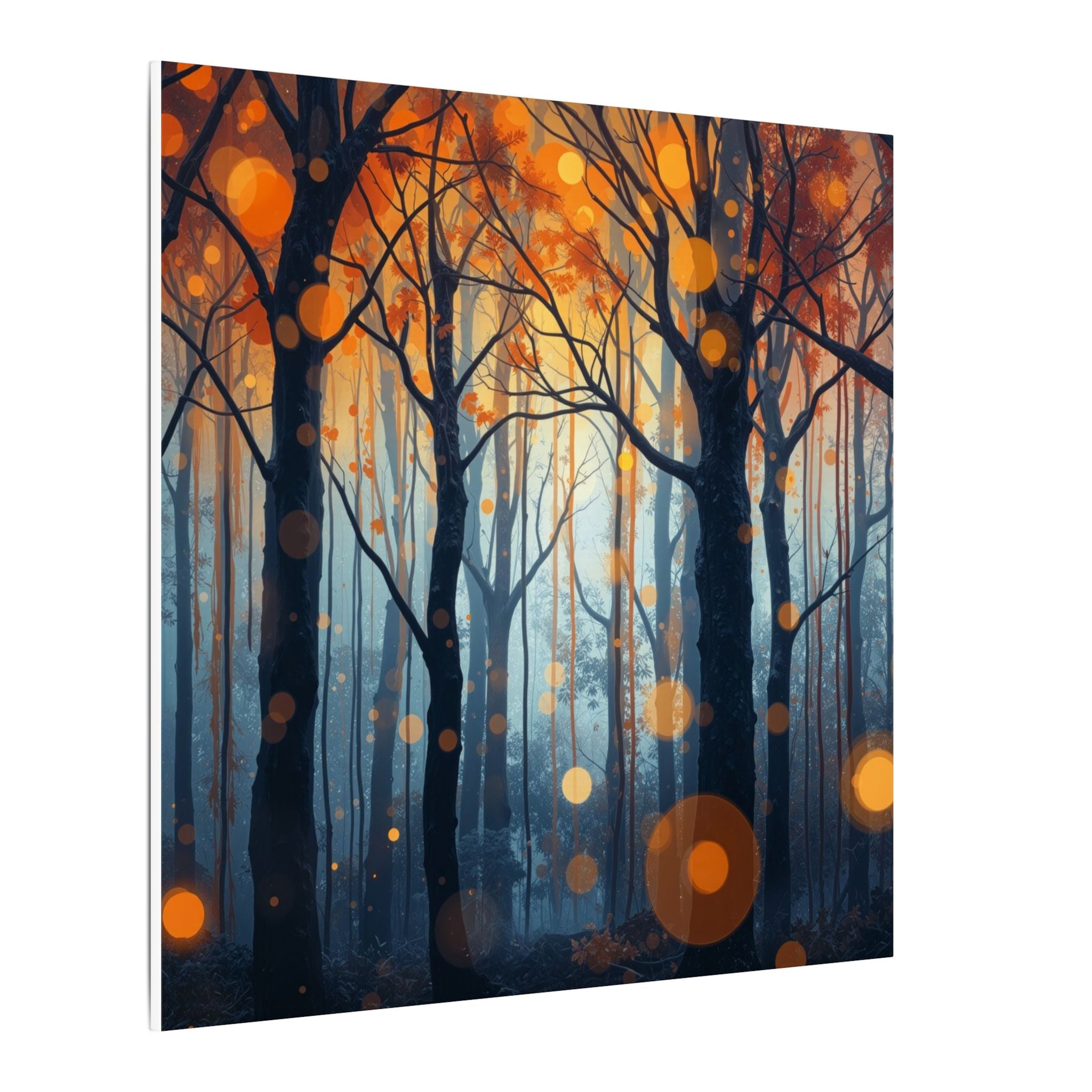 GLOW FOREST — Abstract Forest Lights Framed Canvas Wall Art