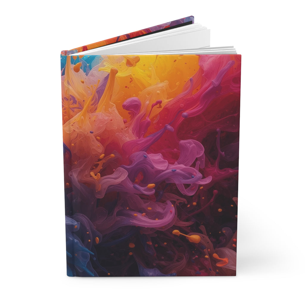 Azureflare hardcover journal by Scattercrate — blue ember wall art, cool flame over deep indigo