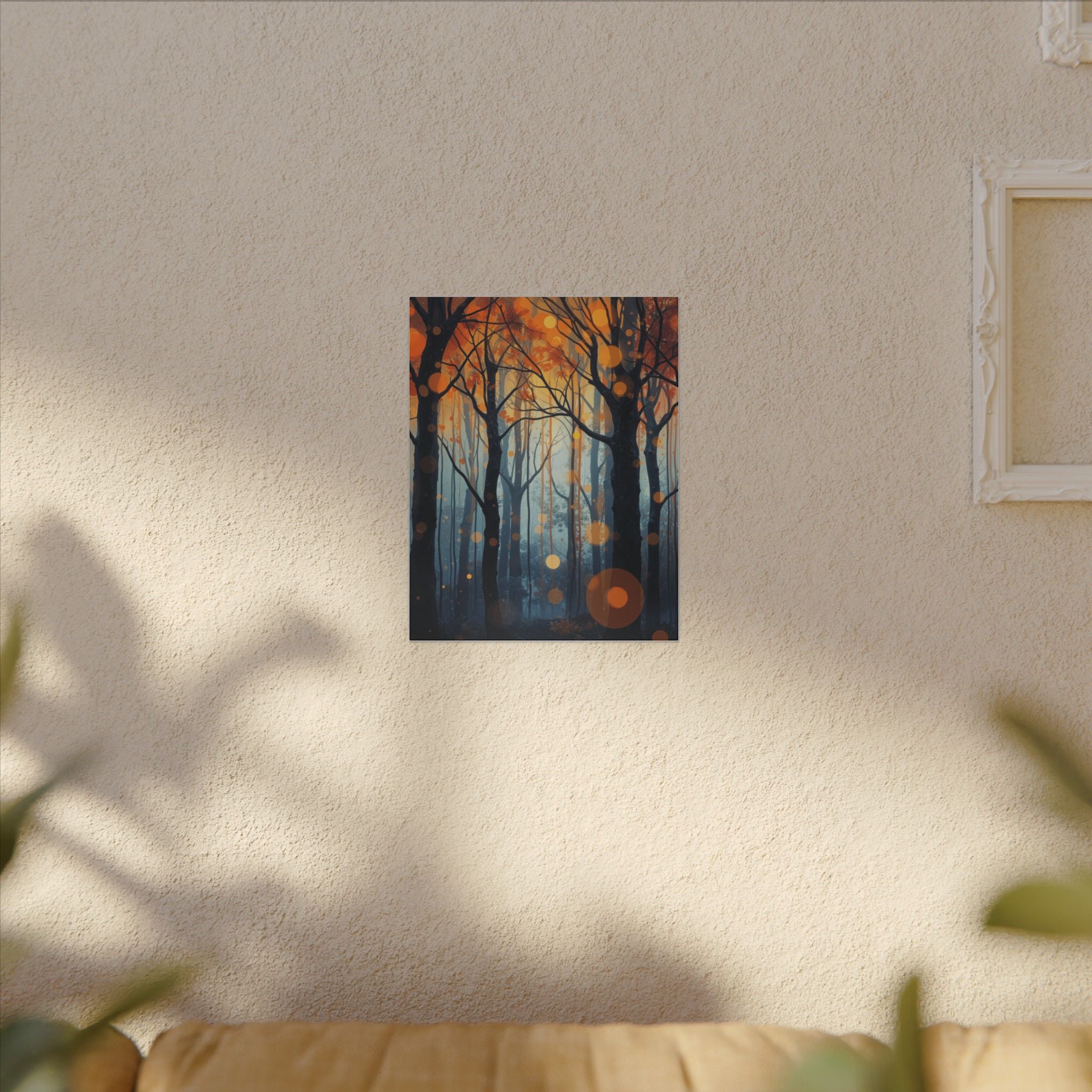 GLOW FOREST — Abstract Forest Lights Framed Canvas Wall Art