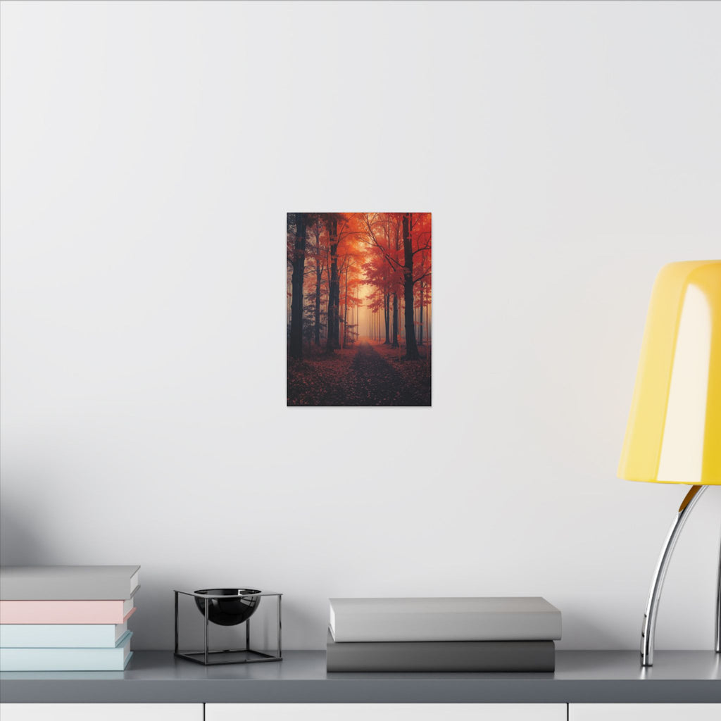 AMBER FOREST — Abstract Autumn Forest Framed Canvas Wall Art
