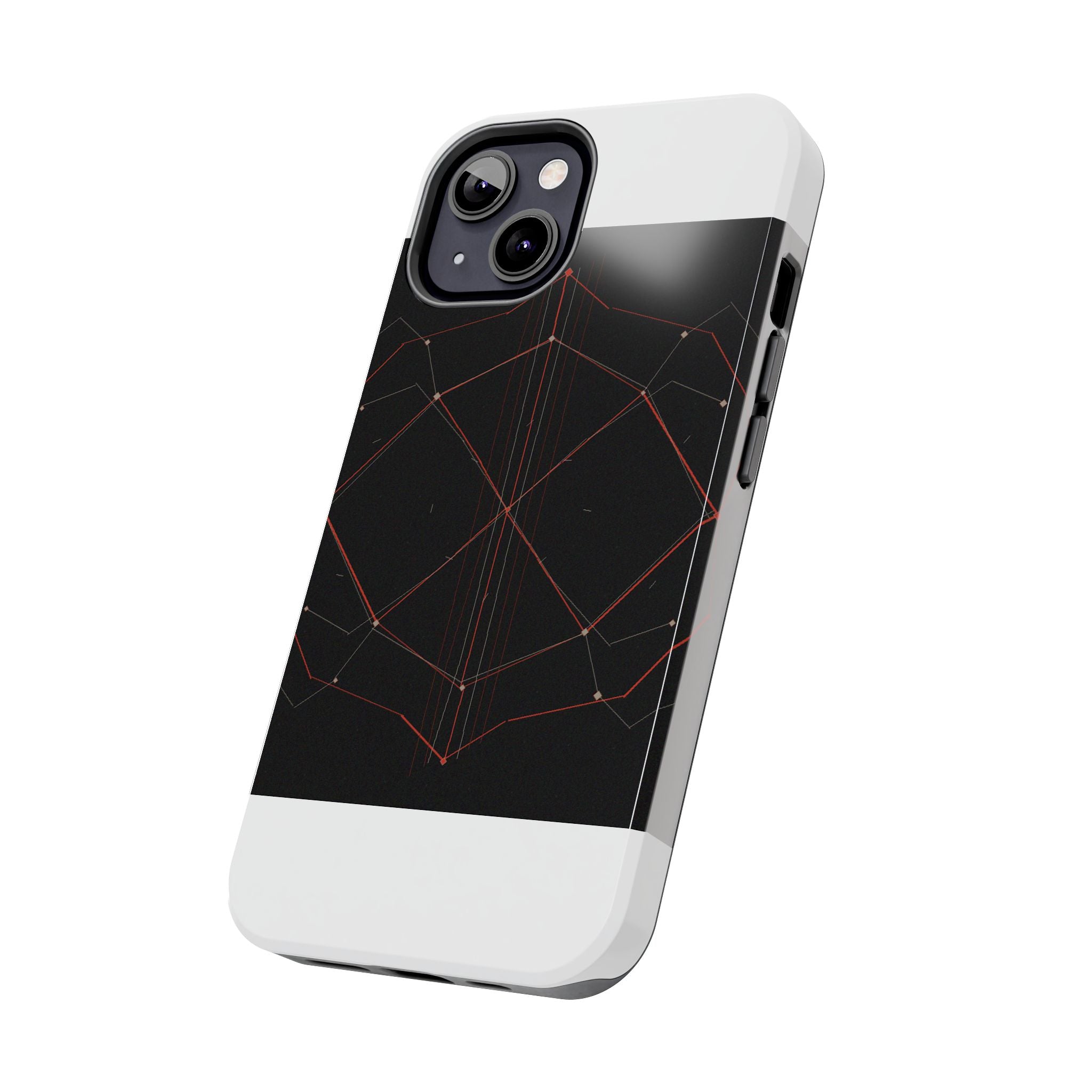 Dead Reckoning tough phone case by Scattercrate — abstract navigation art, dark geometric protective case