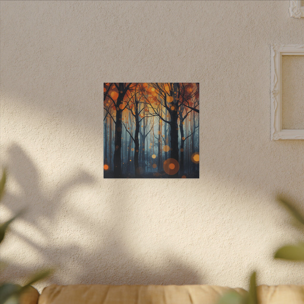 GLOW FOREST — Abstract Forest Lights Framed Canvas Wall Art