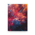 Vortexbloom hardcover journal by Scattercrate — red, pink and gold radial motion burst notebook