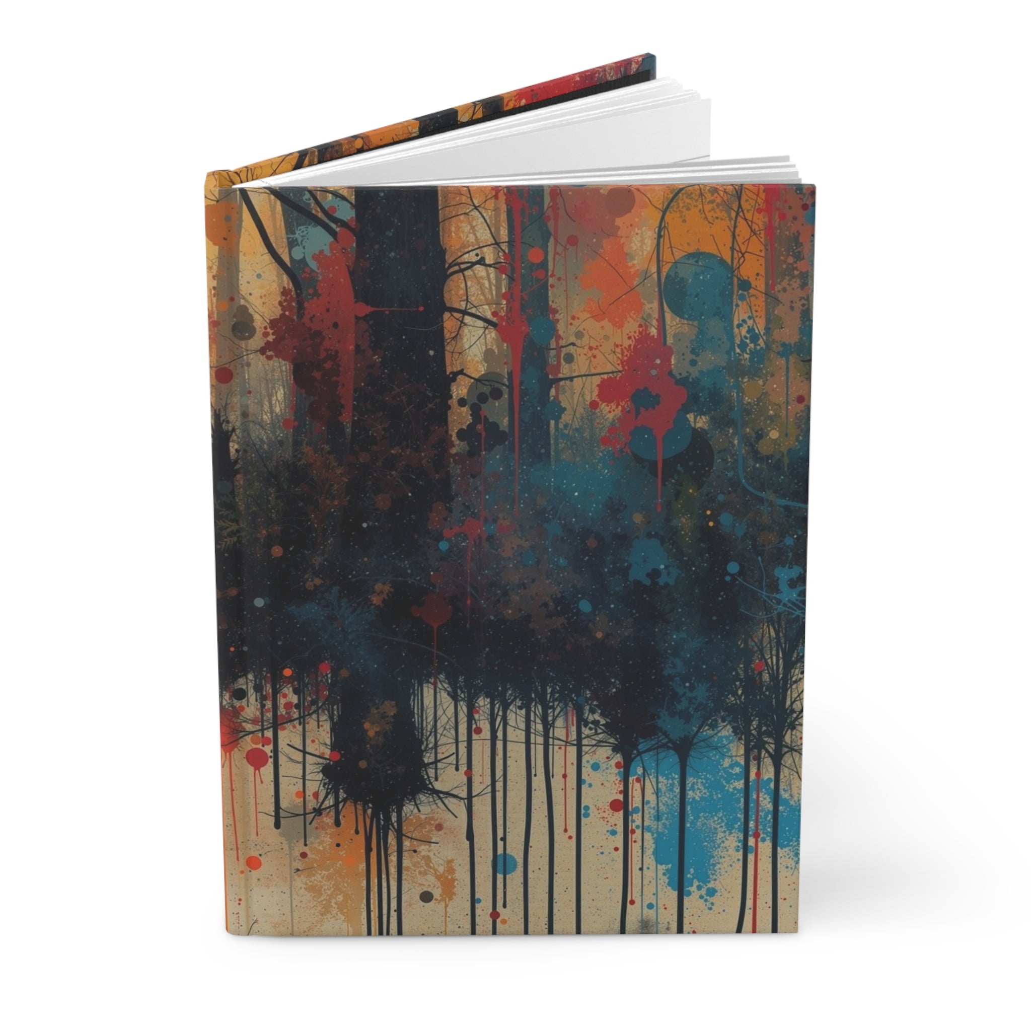 WILDSTAIN splatter forest hardcover art journal by Scattercrate — joyful multicolor paint explosion
