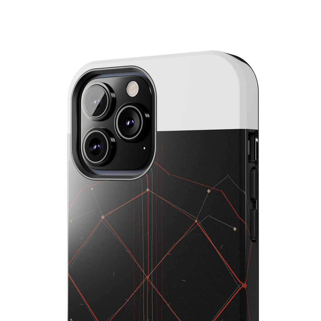 Dead Reckoning tough phone case by Scattercrate — abstract navigation art, dark geometric protective case