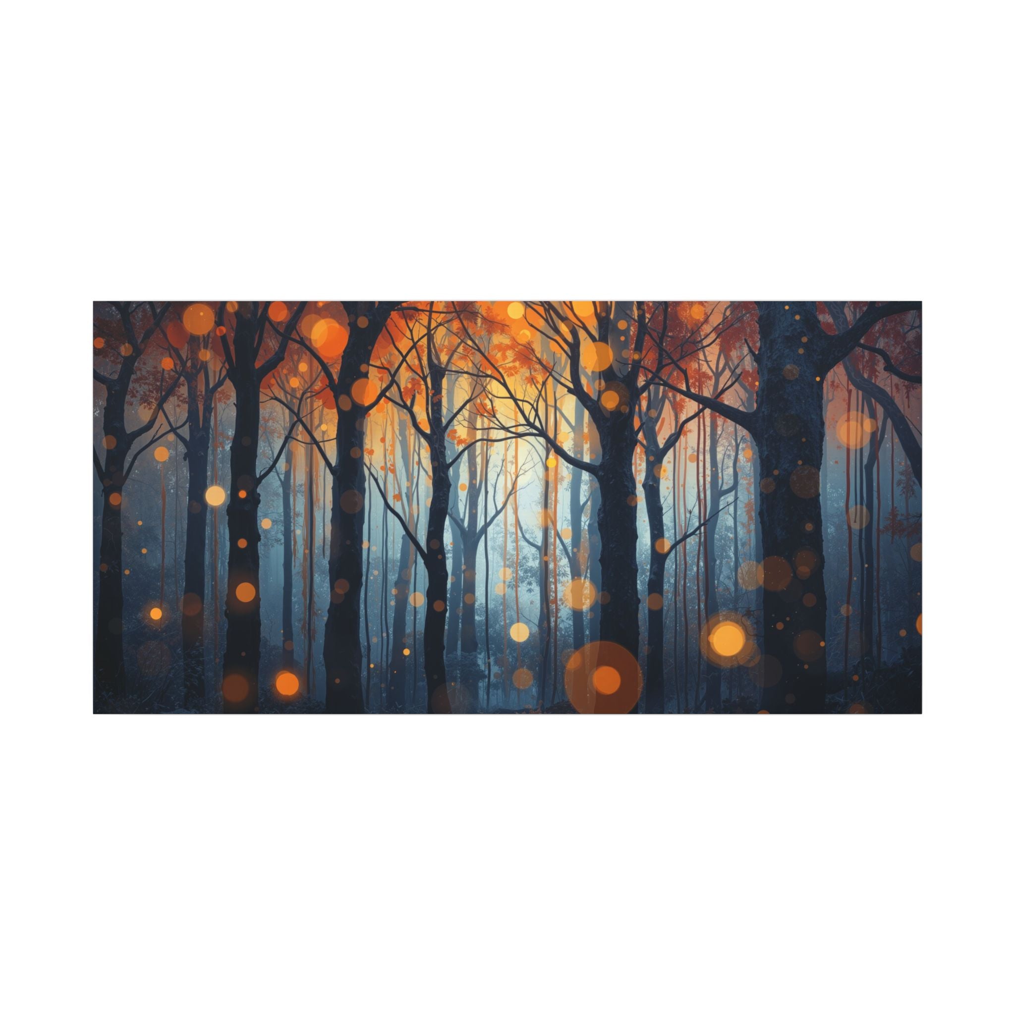 GLOW FOREST — Abstract Forest Lights Framed Canvas Wall Art