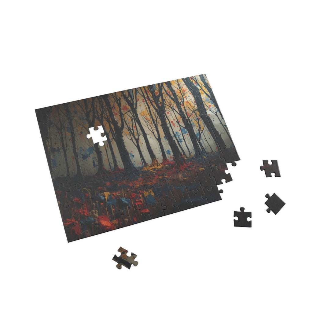 IMPASTO 500-piece abstract forest art puzzle by Scattercrate — textured moody forest jigsaw gift