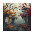 CONJURE surreal paint forest canvas wall art by Scattercrate — gnarled trees dripping gold and crimson