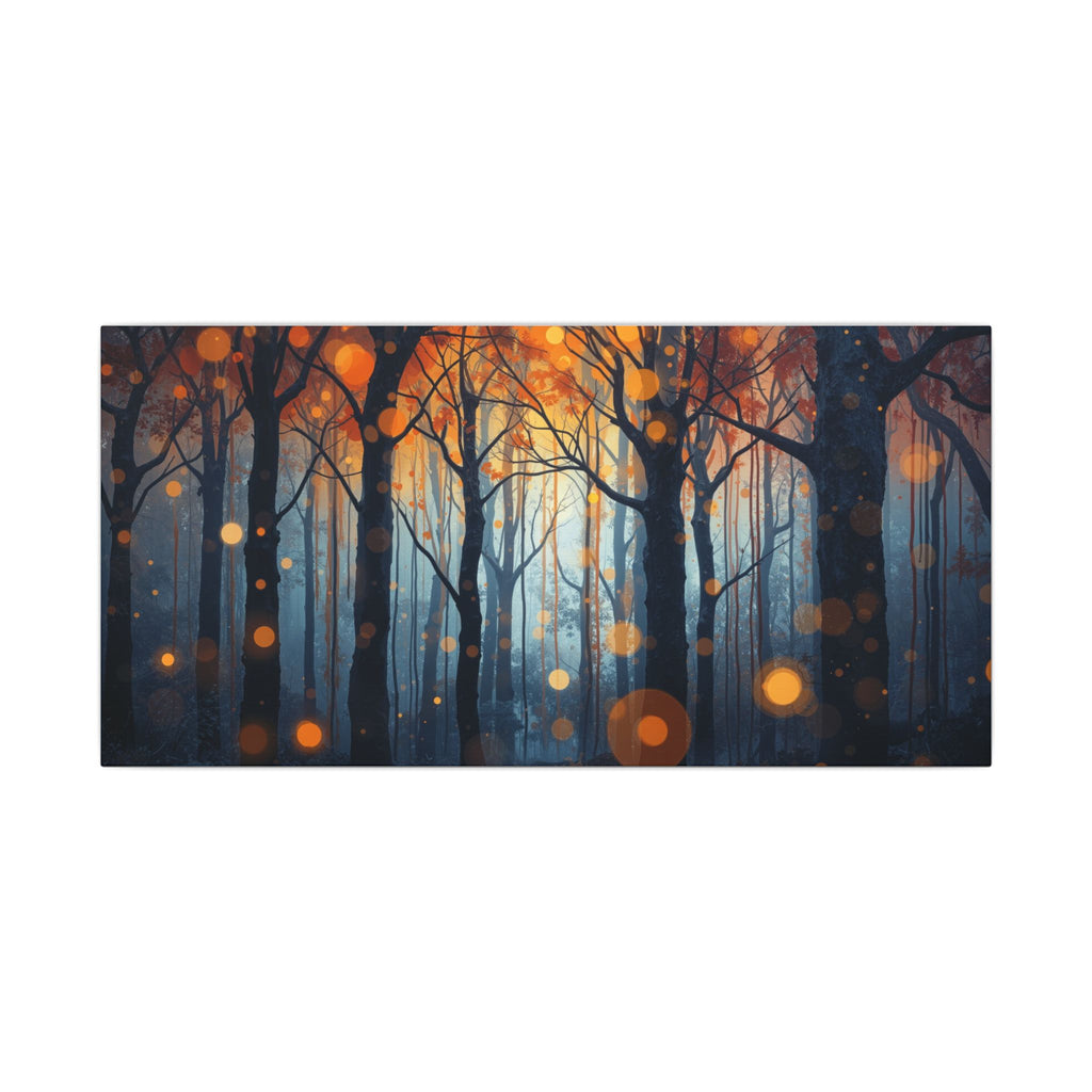 GLOW FOREST — Abstract Forest Lights Framed Canvas Wall Art