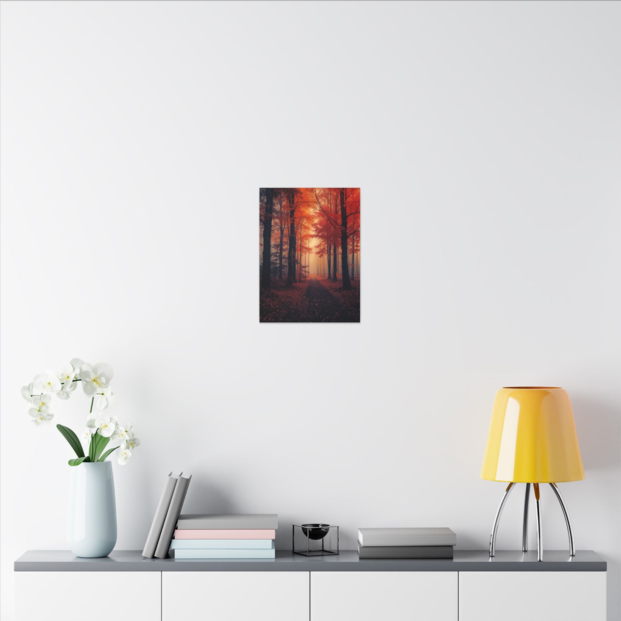 AMBER FOREST — Abstract Autumn Forest Framed Canvas Wall Art