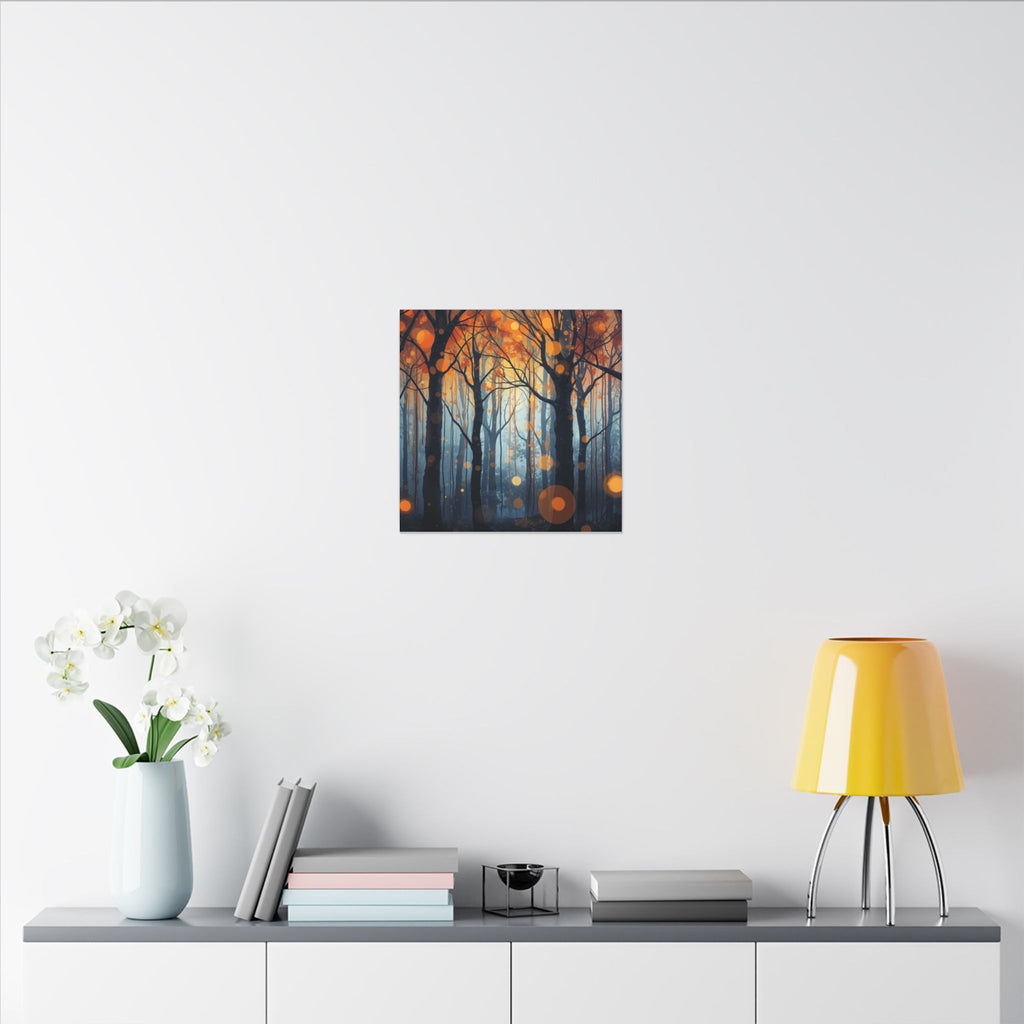 GLOW FOREST — Abstract Forest Lights Framed Canvas Wall Art