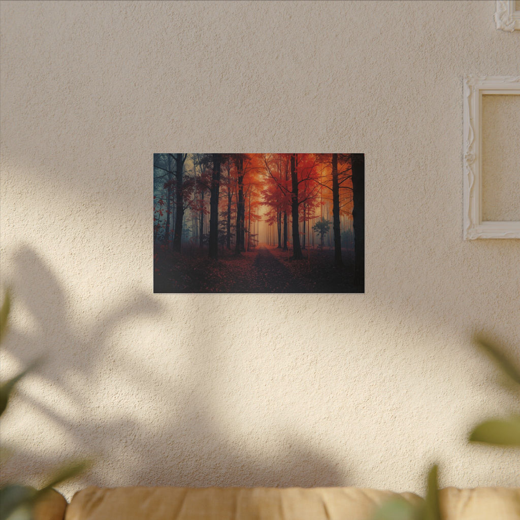 AMBER FOREST — Abstract Autumn Forest Framed Canvas Wall Art