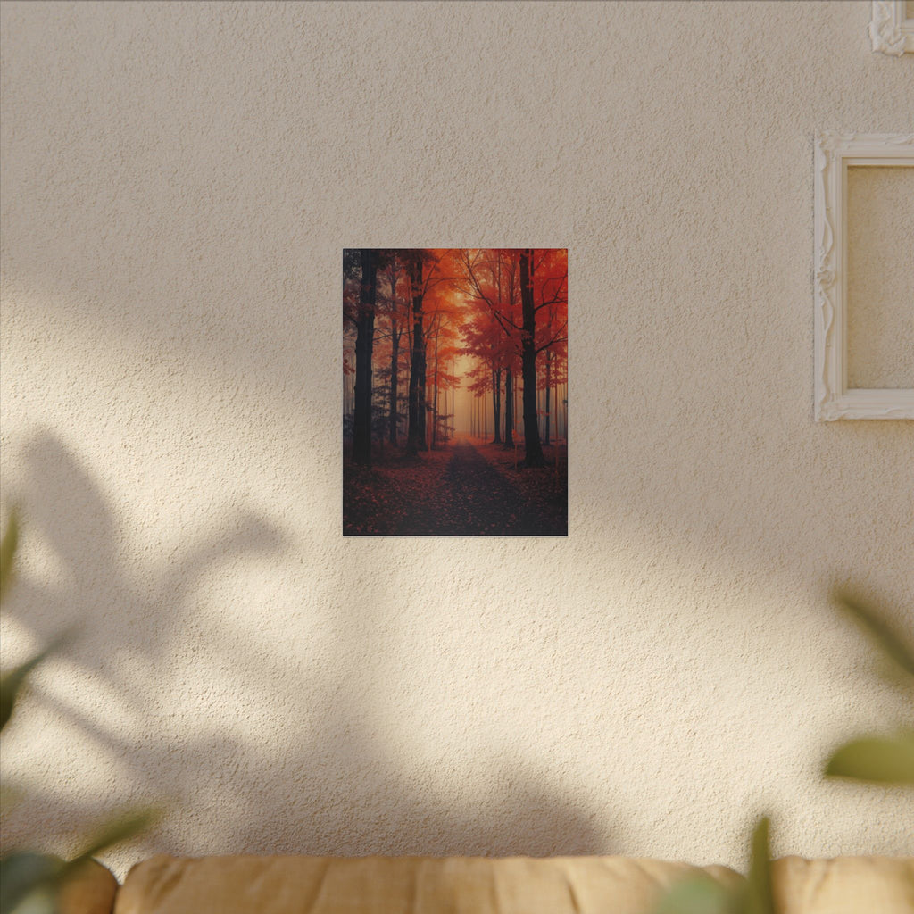 AMBER FOREST — Abstract Autumn Forest Framed Canvas Wall Art