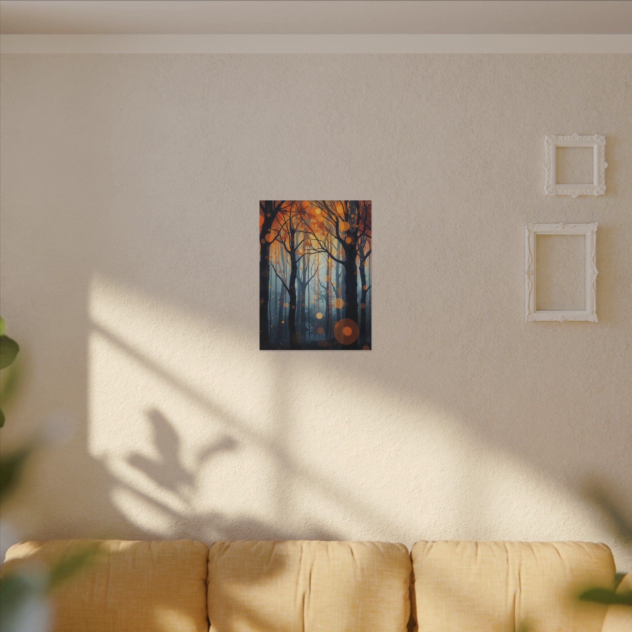 GLOW FOREST — Abstract Forest Lights Framed Canvas Wall Art