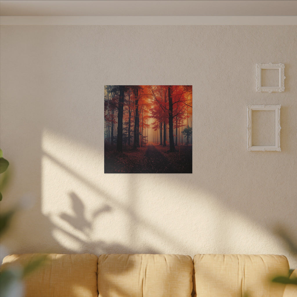 AMBER FOREST — Abstract Autumn Forest Framed Canvas Wall Art