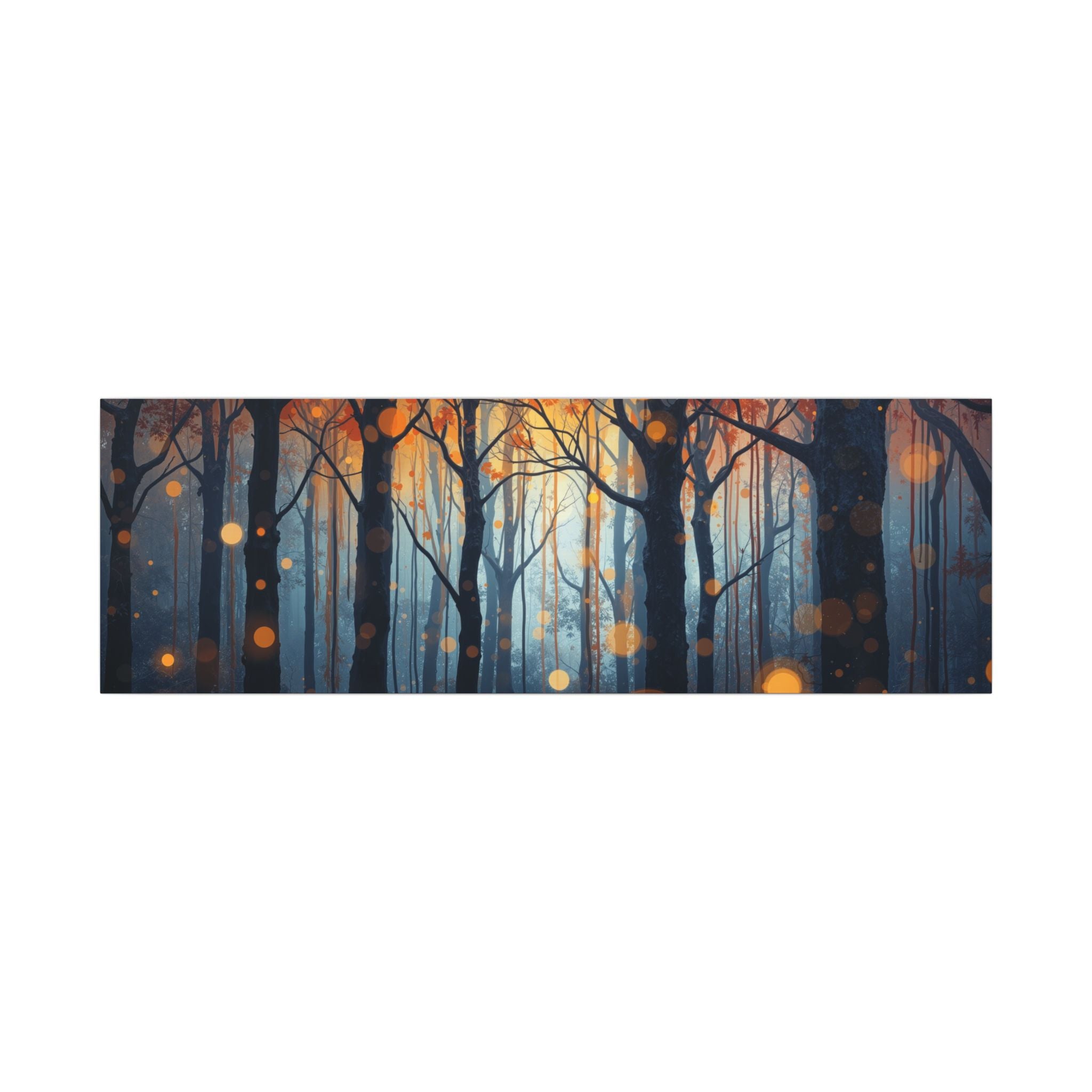 GLOW FOREST — Abstract Forest Lights Framed Canvas Wall Art