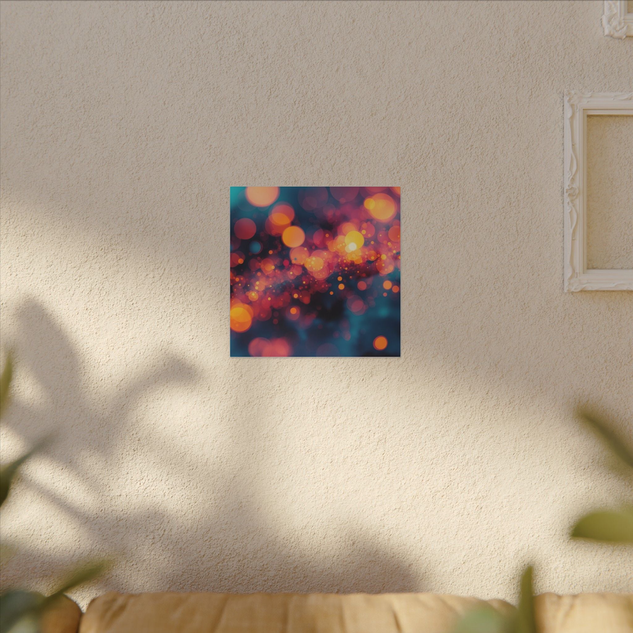 Driftspark Canvas Print — Amber Bokeh Wall Art