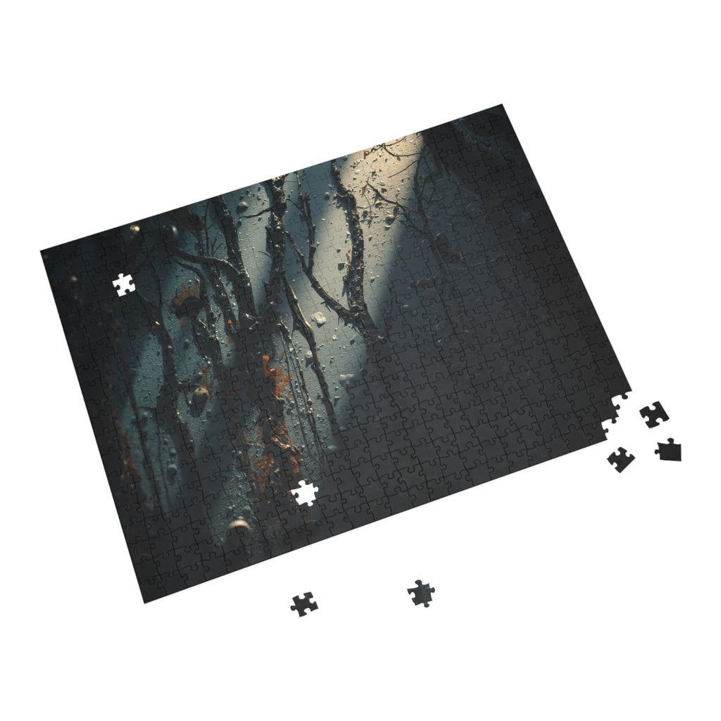MOONVEIL 500-piece moonlit forest art puzzle by Scattercrate — moonlit blue moody forest jigsaw gift