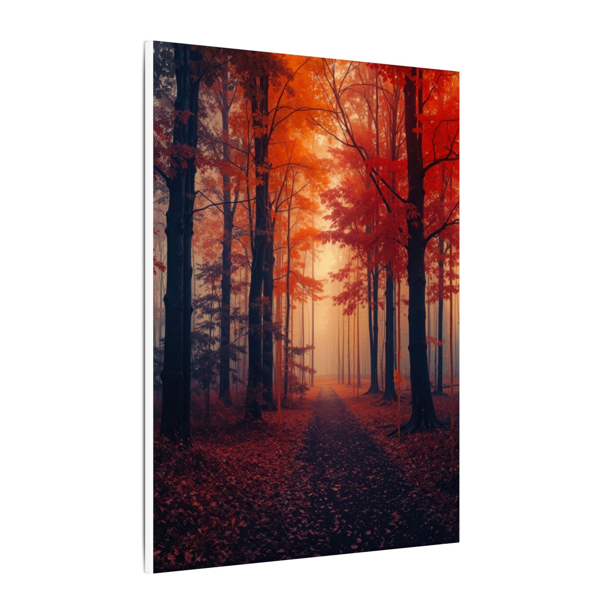 AMBER FOREST — Abstract Autumn Forest Framed Canvas Wall Art