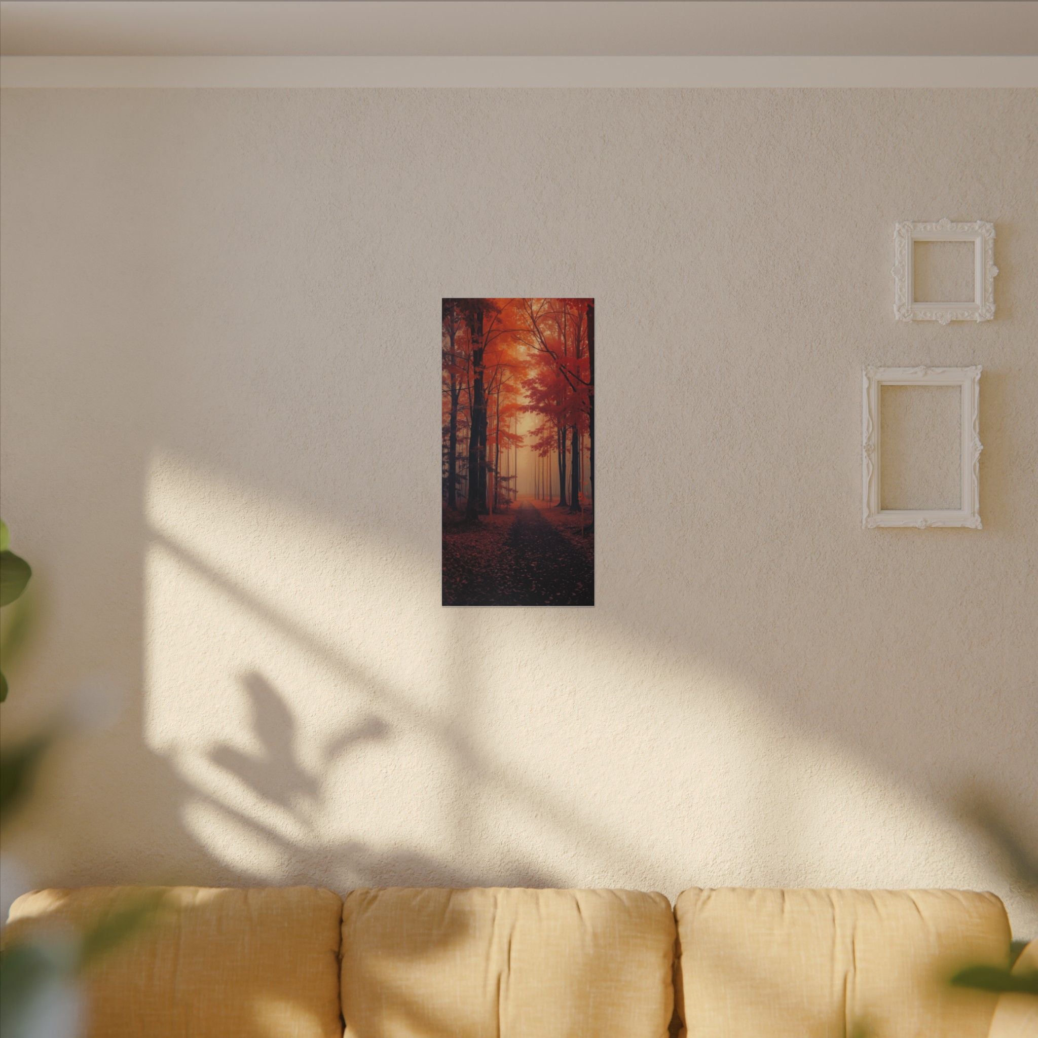 AMBER FOREST — Abstract Autumn Forest Framed Canvas Wall Art