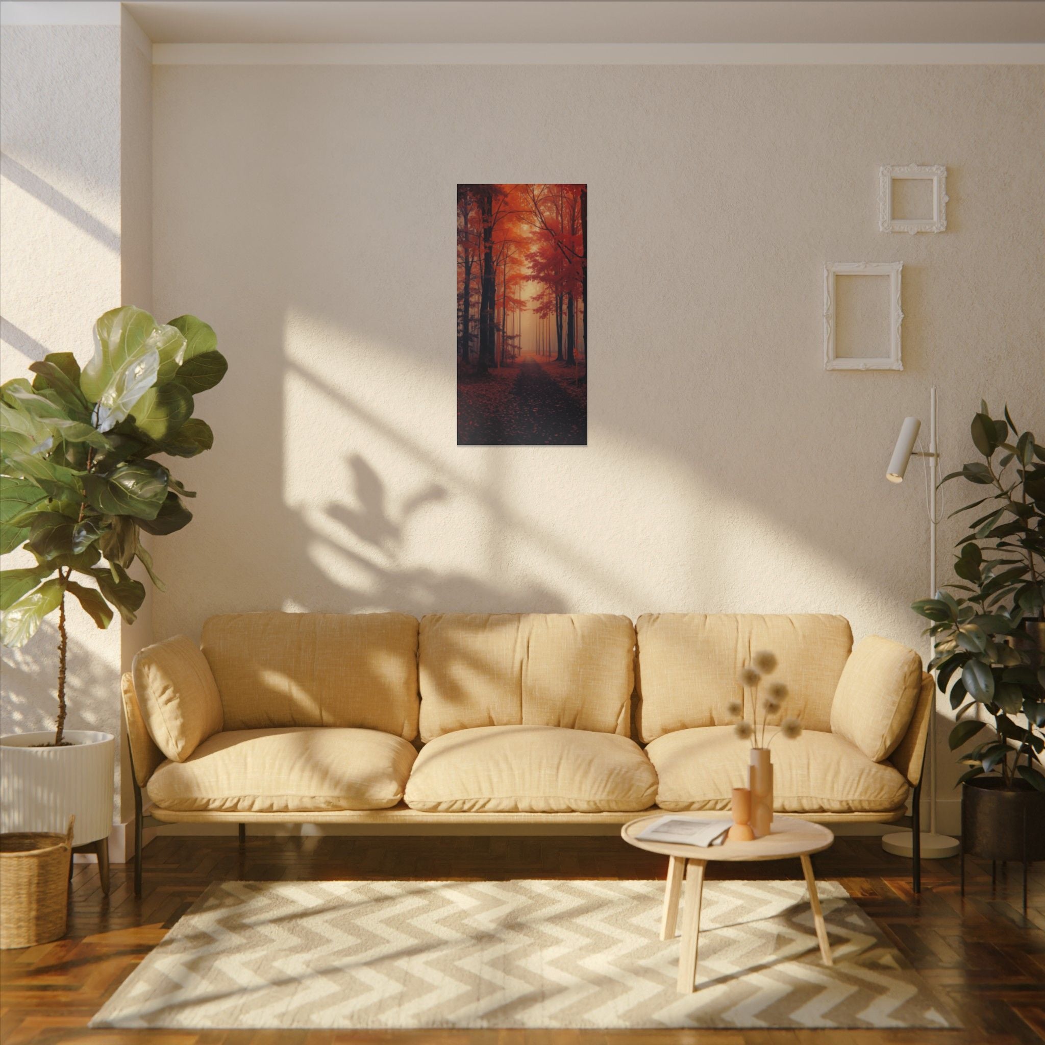 AMBER FOREST — Abstract Autumn Forest Framed Canvas Wall Art
