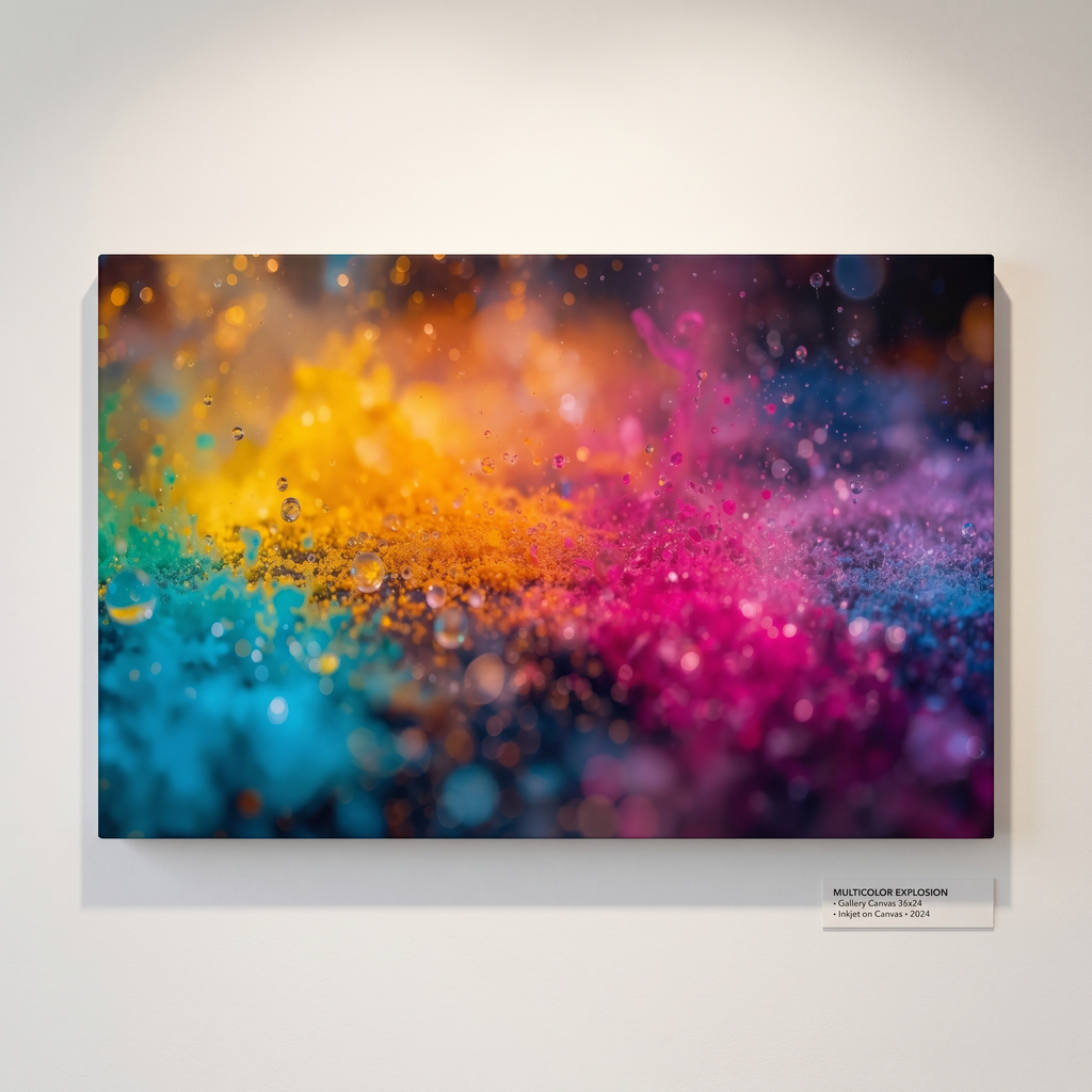 DEWBURST canvas print by Scattercrate — teal-to-magenta bokeh explosion