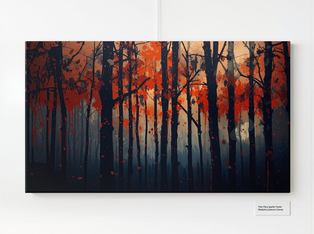 EMBERLINE burning canopy abstract forest framed canvas wall art by Scattercrate — ember-orange moody decor