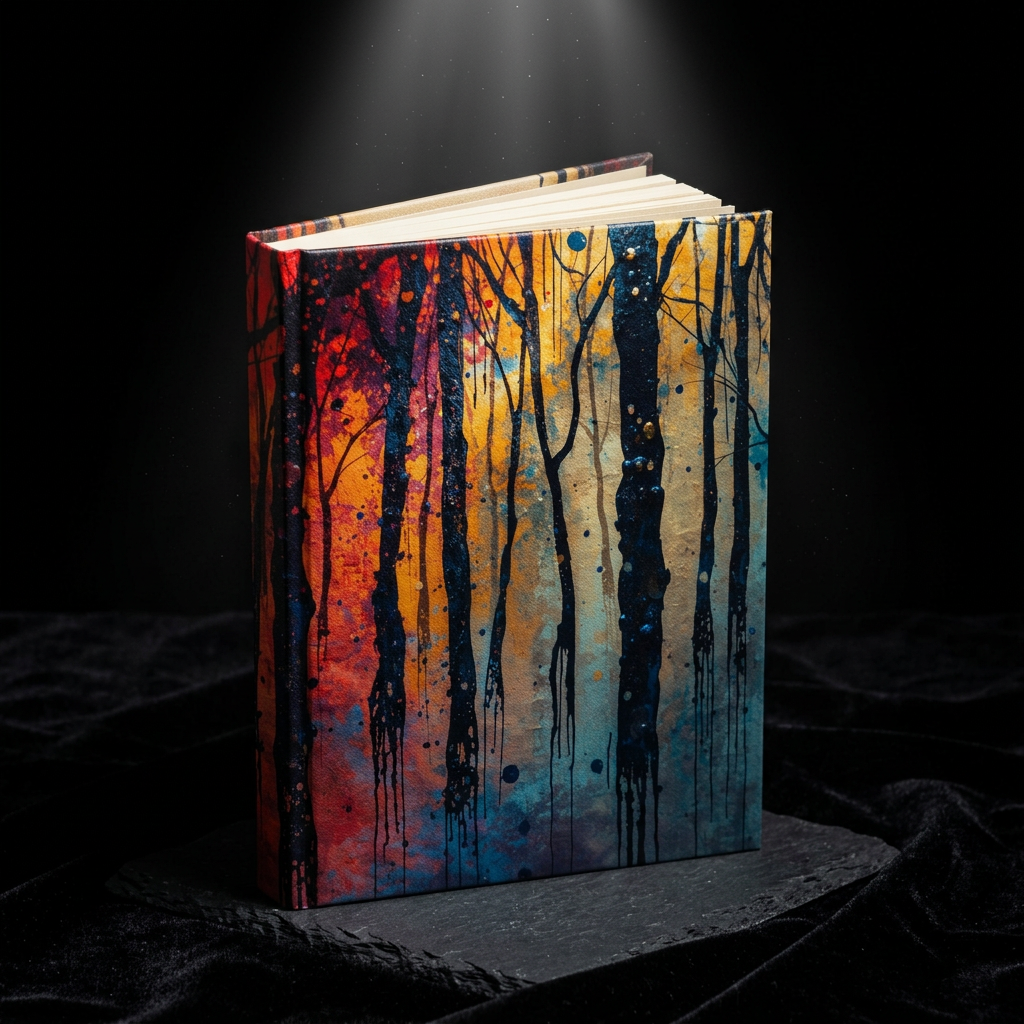 INKWASH abstract forest hardcover art journal by Scattercrate — inky moody forest notebook