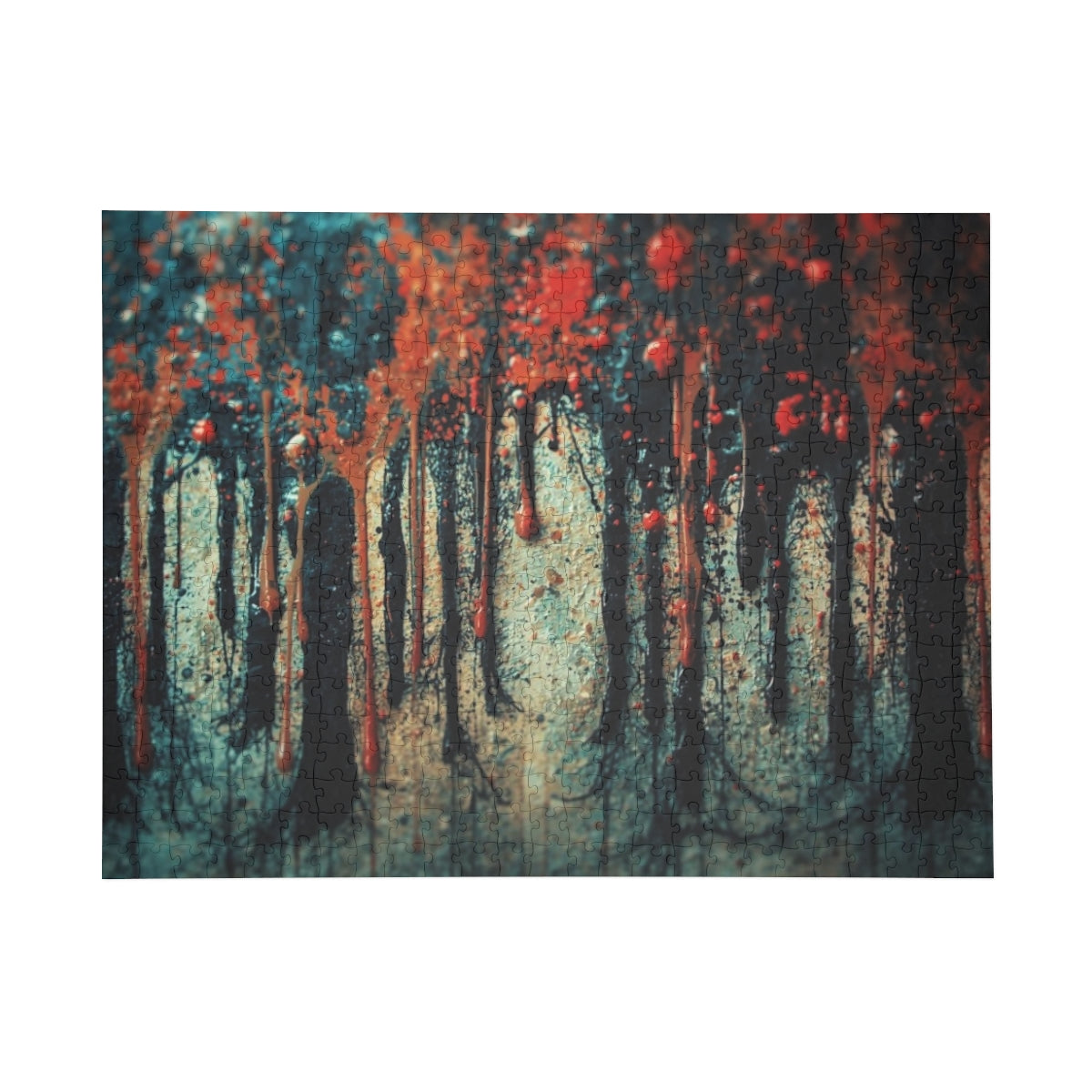 Amber Rift 500-piece ink-forest puzzle by Scattercrate — warm amber forest art jigsaw gift
