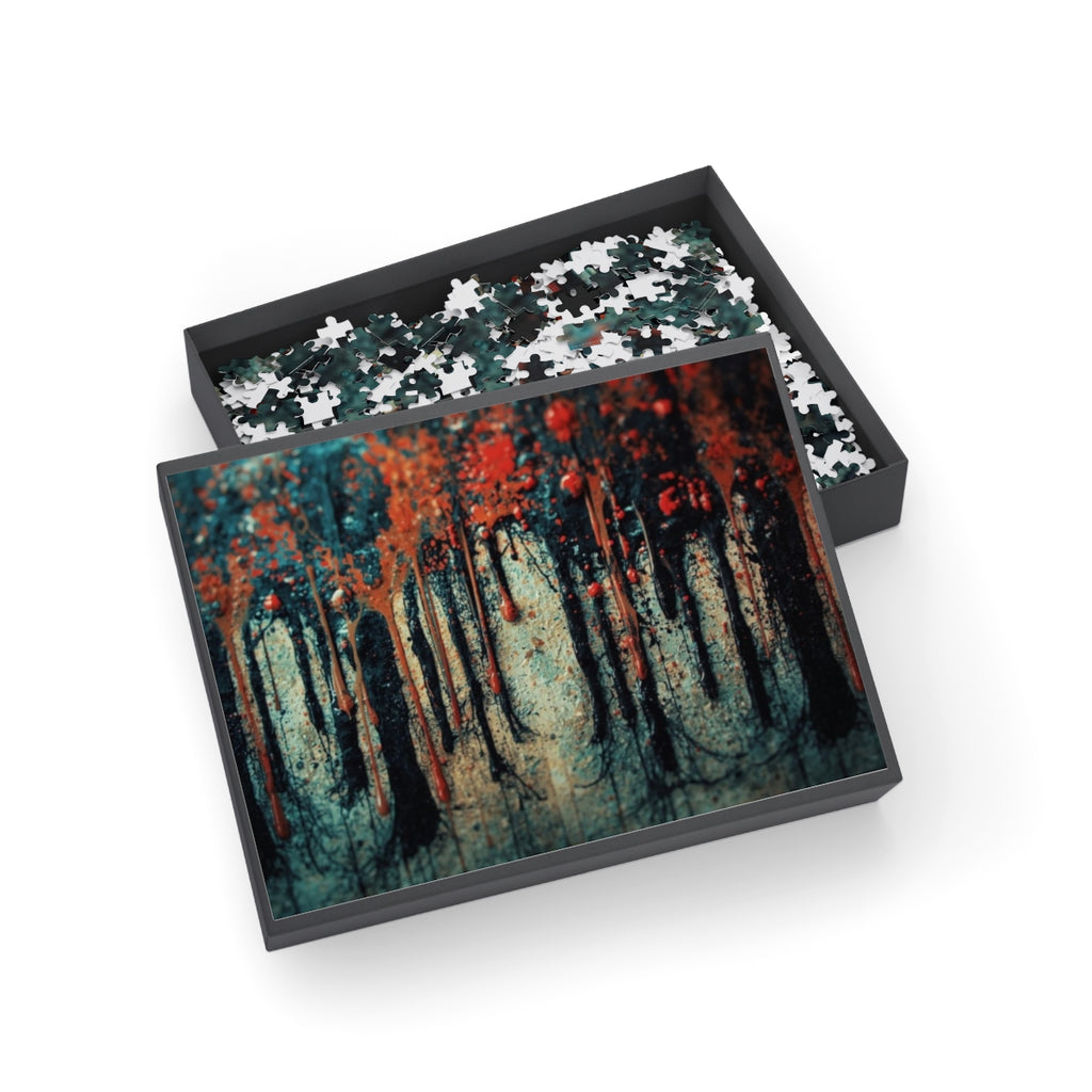 Amber Rift 500-piece ink-forest puzzle by Scattercrate — warm amber forest art jigsaw gift