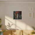 Amber Rift abstract ink-forest canvas print by Scattercrate — warm amber dark forest wall art