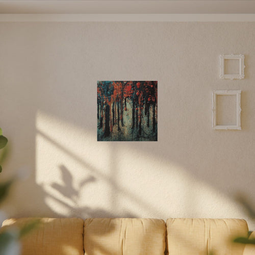 Amber Rift abstract ink-forest canvas print by Scattercrate — warm amber dark forest wall art