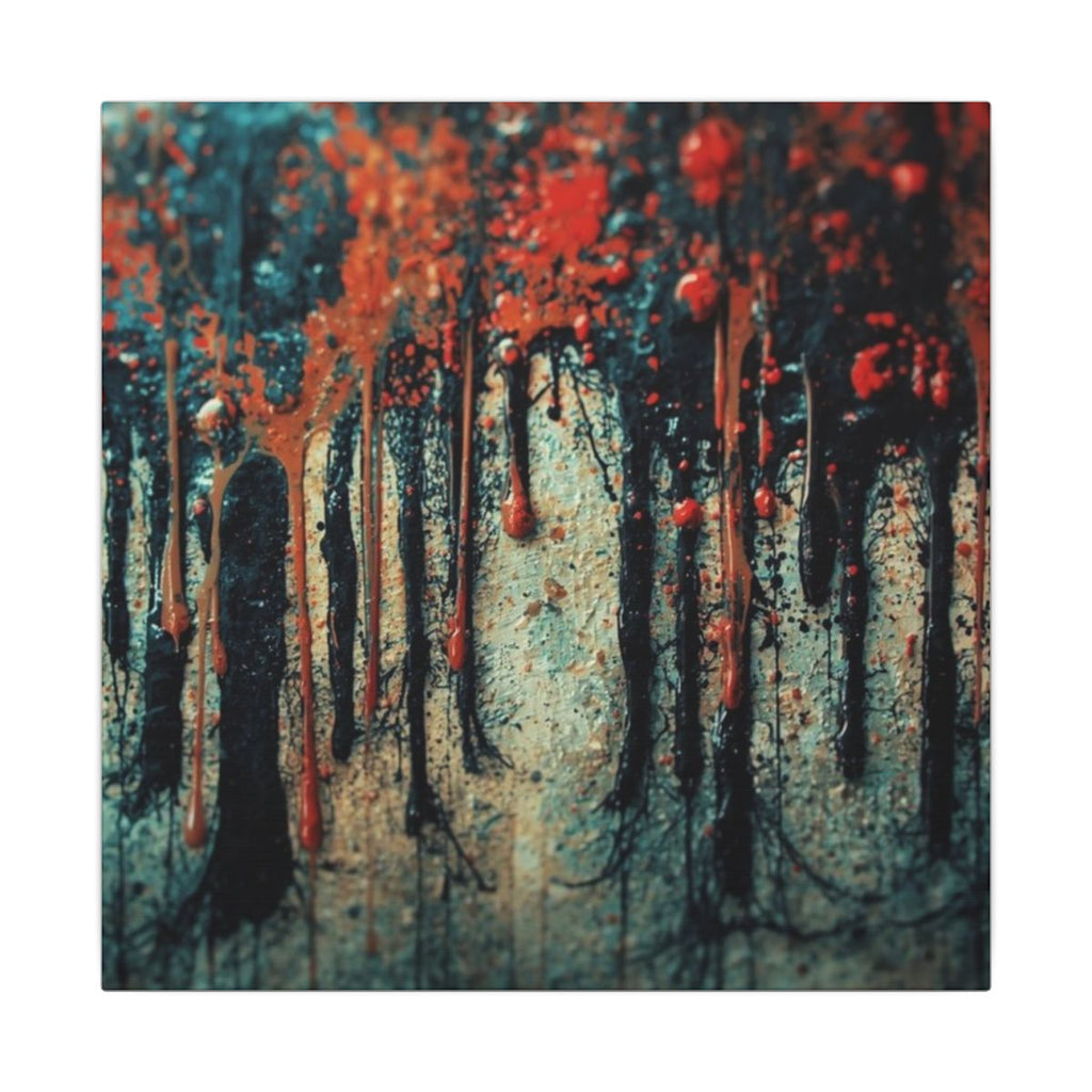 Amber Rift abstract ink-forest canvas print by Scattercrate — warm amber dark forest wall art