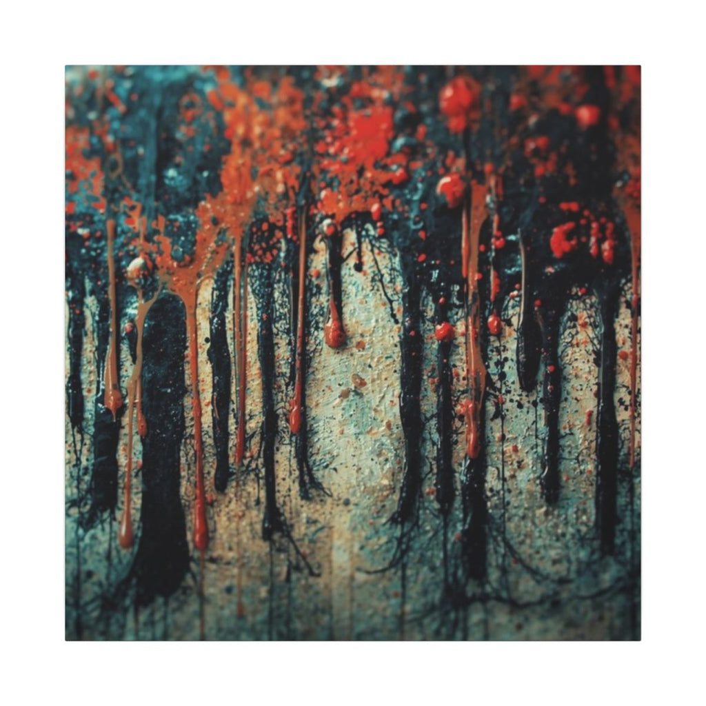 Amber Rift abstract ink-forest canvas print by Scattercrate — warm amber dark forest wall art