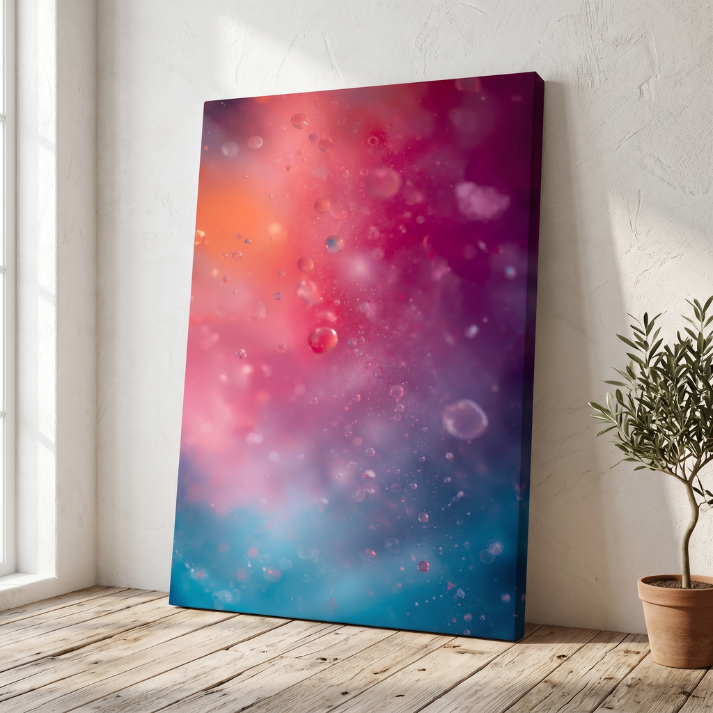 MISTBLOOM canvas print by Scattercrate — soft teal-to-magenta misty bloom