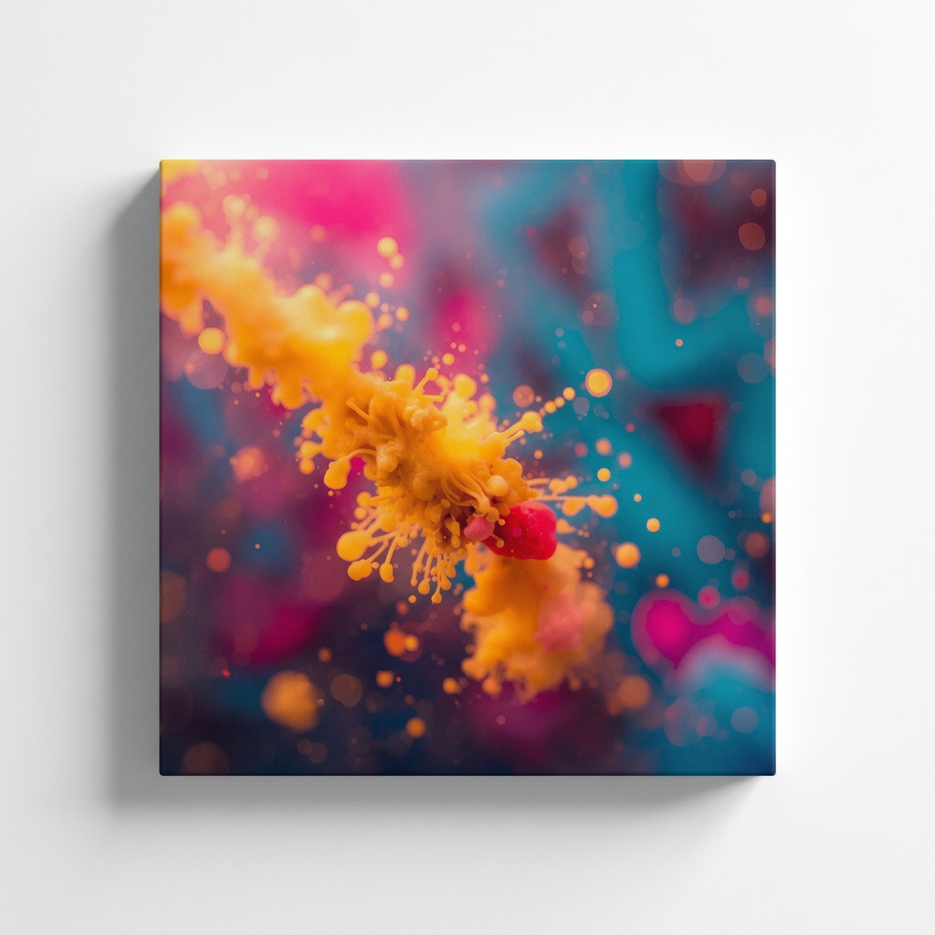 Sunstreak canvas print by Scattercrate — a streak of molten gold cutting through magenta and teal ink