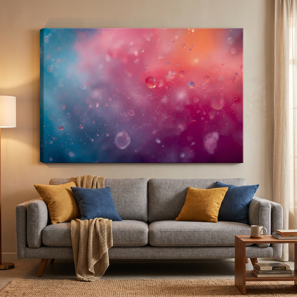 MISTBLOOM canvas print by Scattercrate — soft teal-to-magenta misty bloom