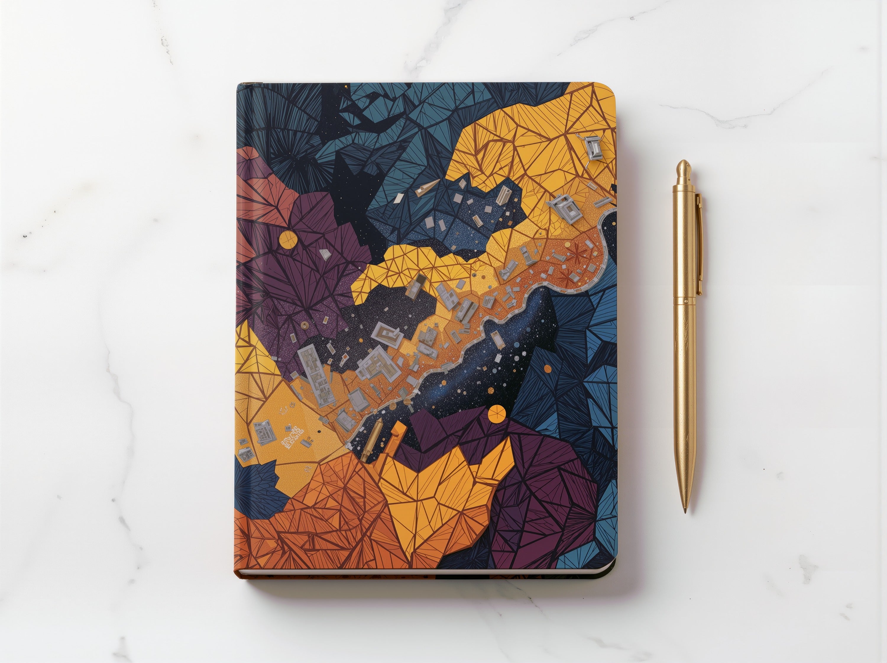 Mosaic Flow hardcover art journal by Scattercrate — warm geometric abstract notebook, creative gift