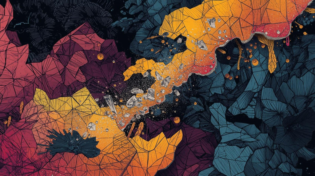 Mosaic Flow abstract canvas print by Scattercrate — warm amber tessellated geometric wall art