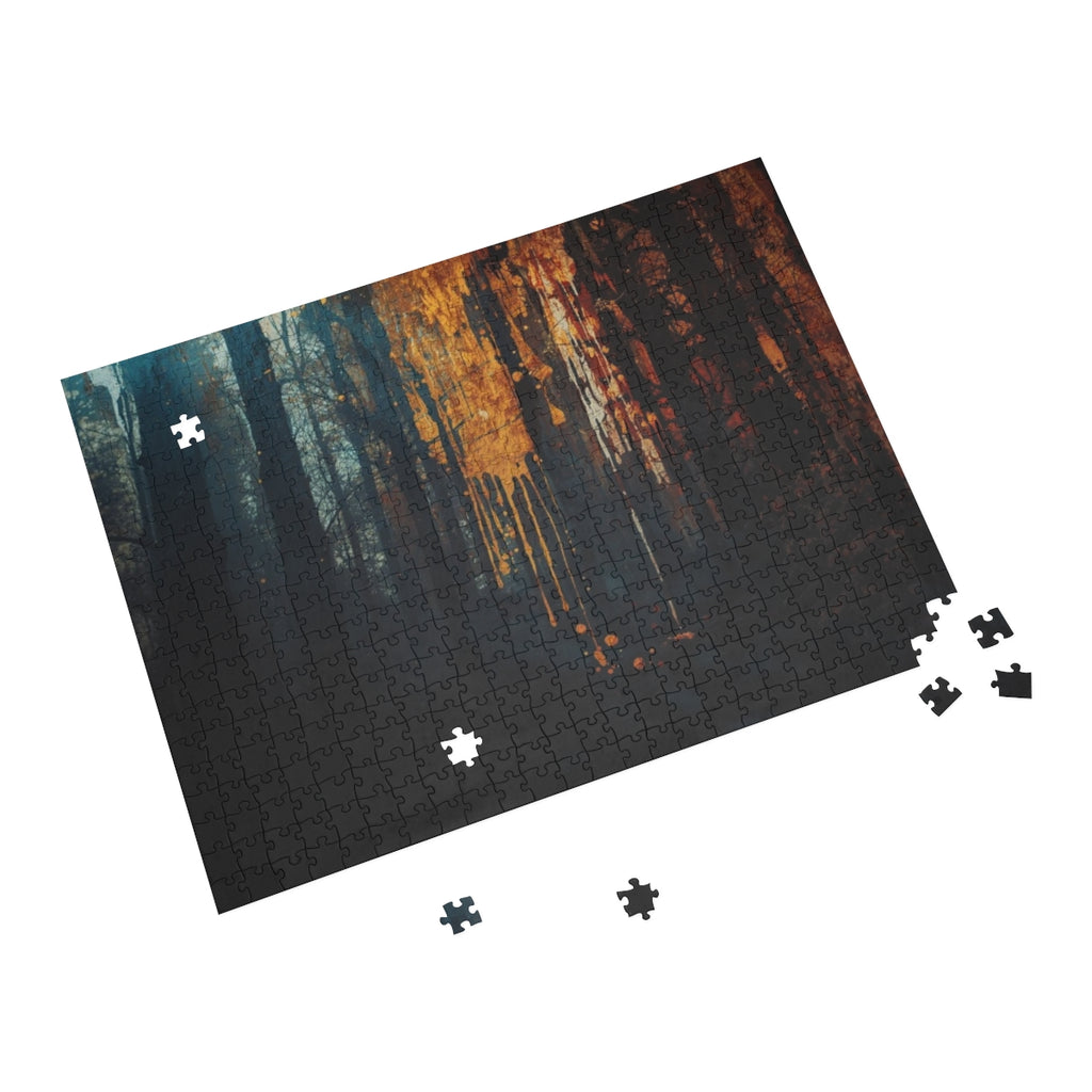Emerald Cascade 500-piece ink-forest puzzle by Scattercrate — emerald green forest art jigsaw gift