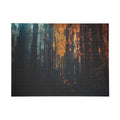 Emerald Cascade 500-piece ink-forest puzzle by Scattercrate — emerald green forest art jigsaw gift