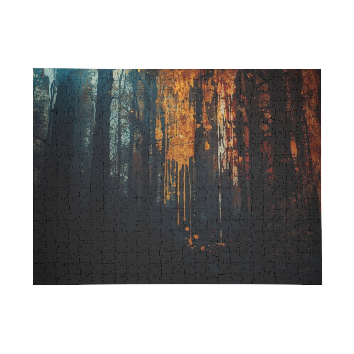 Emerald Cascade 500-piece ink-forest puzzle by Scattercrate — emerald green forest art jigsaw gift