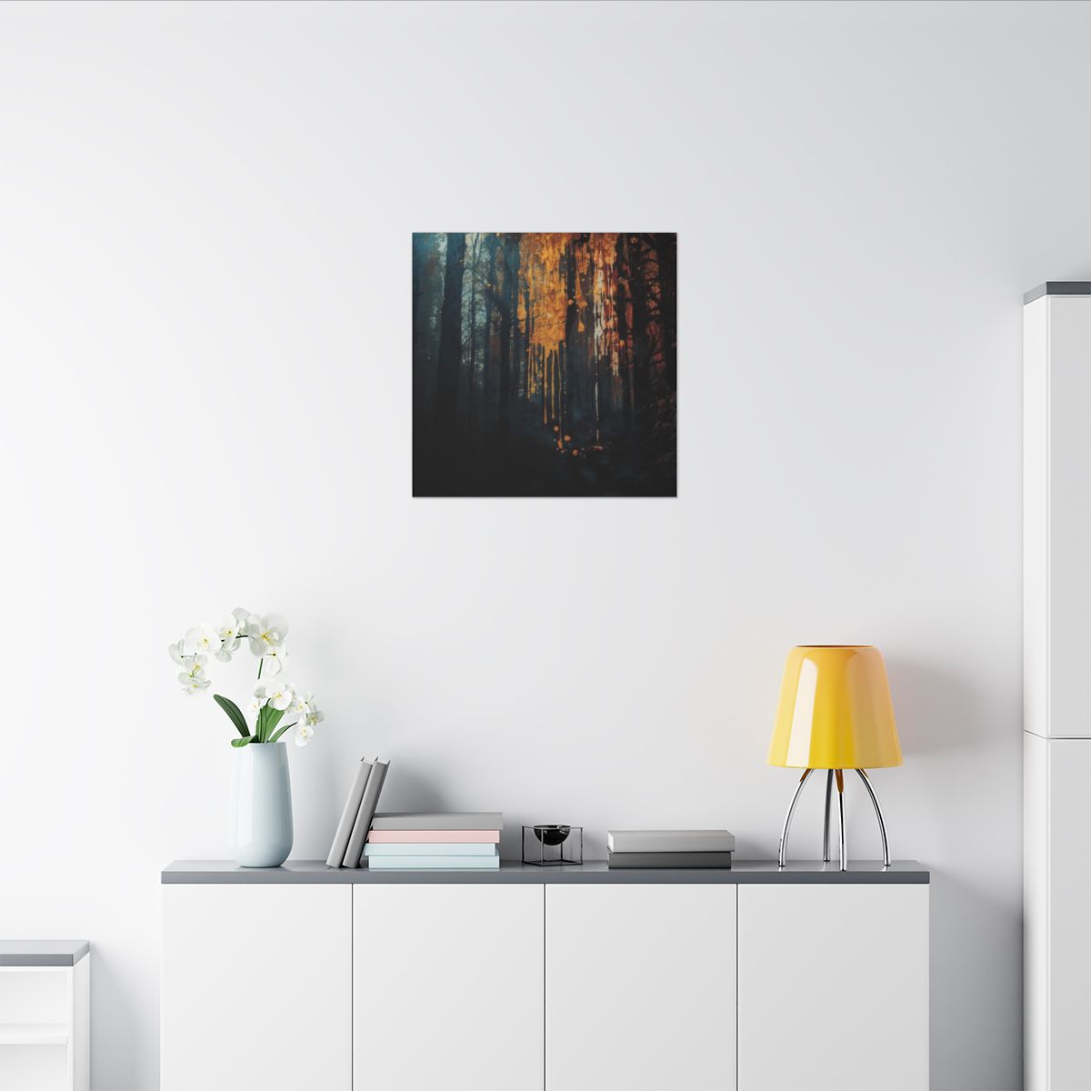 Emerald Cascade abstract ink-forest canvas print by Scattercrate — emerald green dark forest wall art