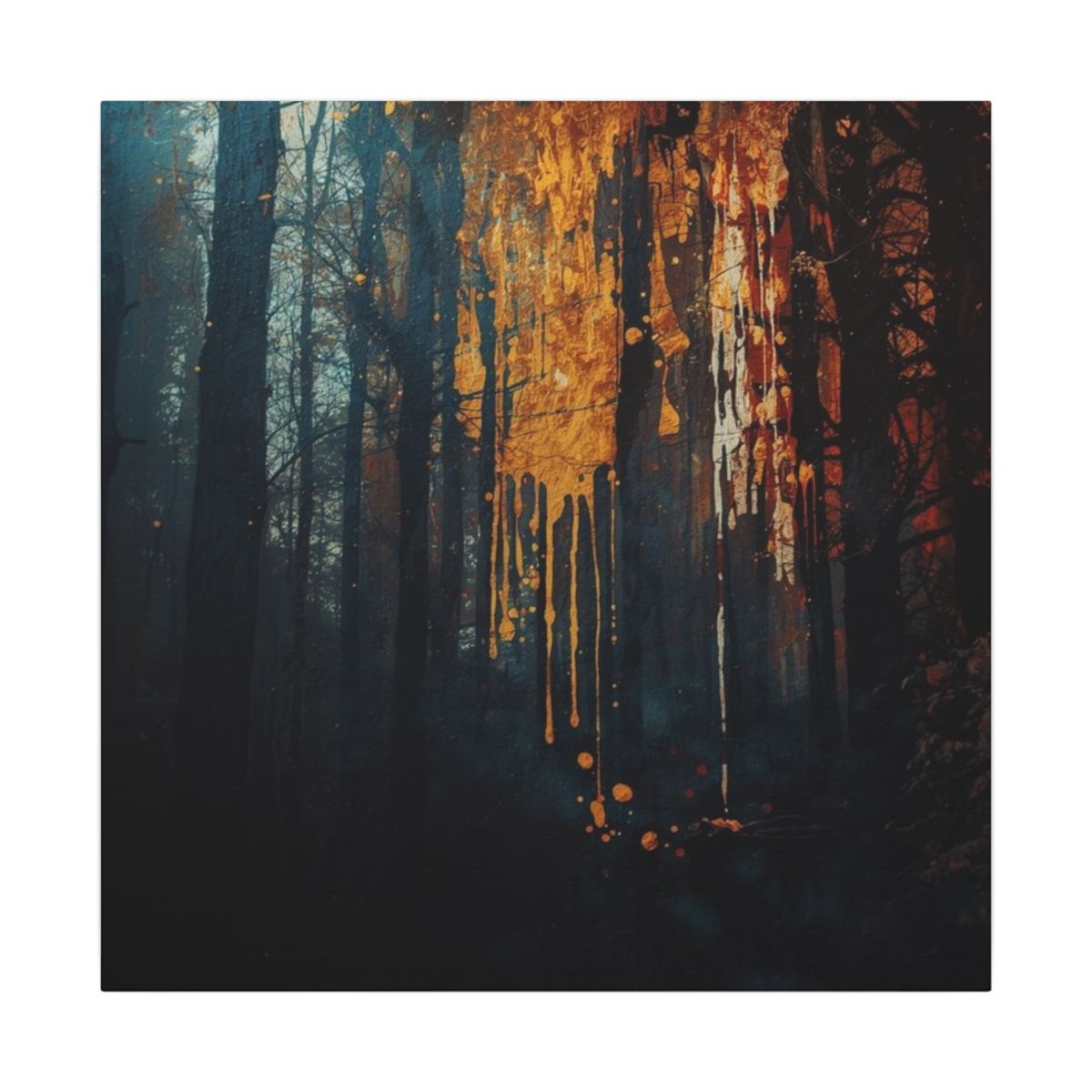 Emerald Cascade abstract ink-forest canvas print by Scattercrate — emerald green dark forest wall art