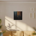 Emerald Cascade abstract ink-forest canvas print by Scattercrate — emerald green dark forest wall art